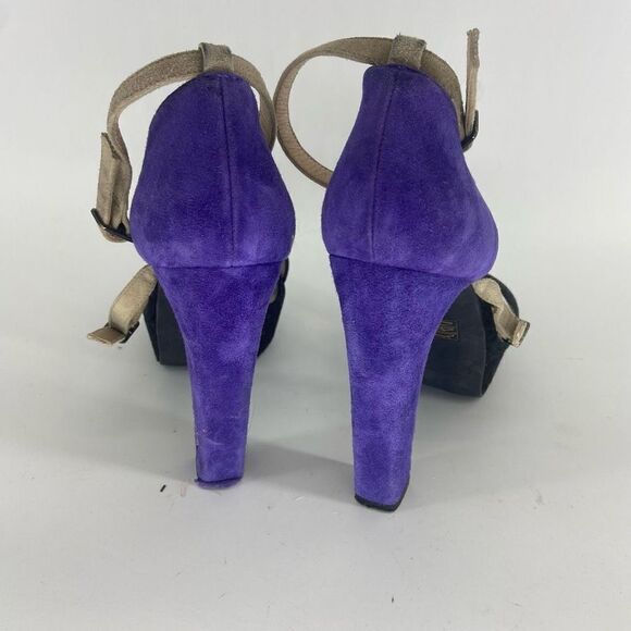 Free People Women's Colorblock Open-Toe Suede Strappy Platform Heels Size 8 - Picture 3 of 7